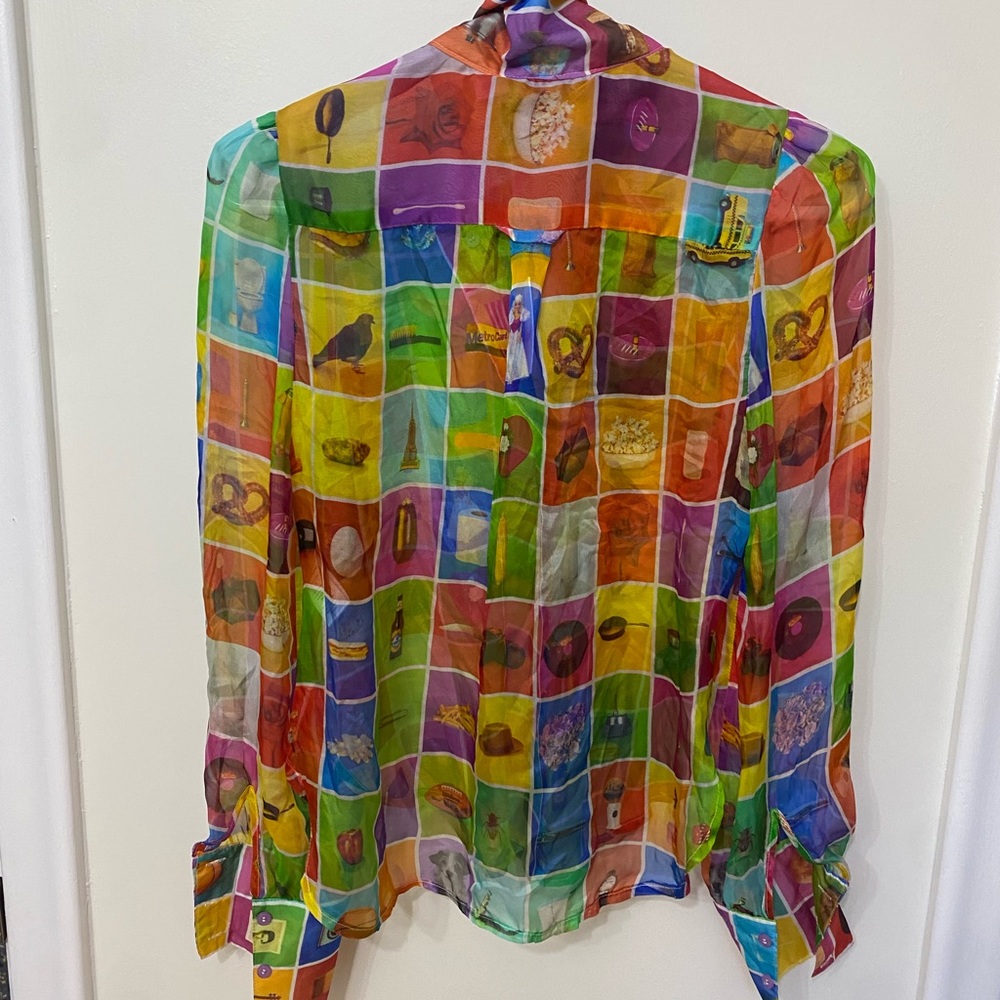 Rachel Antonoff Gertrude 100% Silk Blouse in Original Objects Print - Picture 3 of 6